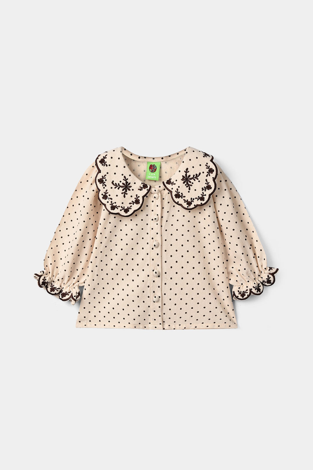 Infant Girls Polyester Embroidered Top Polka Dot - Off White