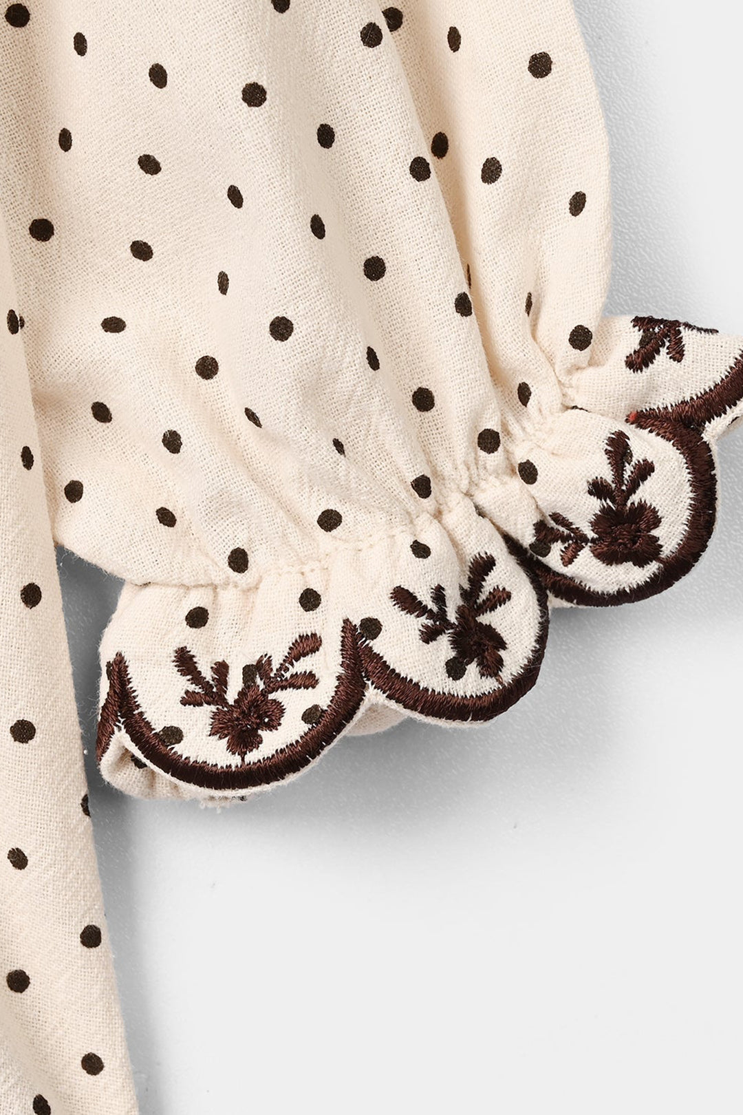 Infant Girls Polyester Embroidered Top Polka Dot - Off White