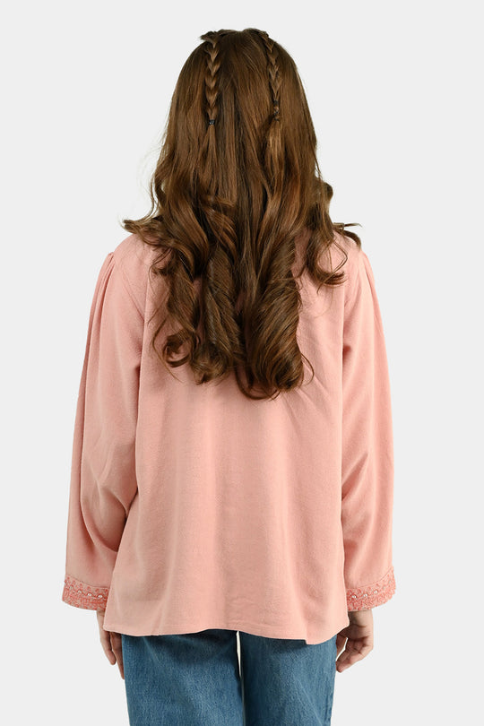 Girls Cotton EMB Top Blush-Peach
