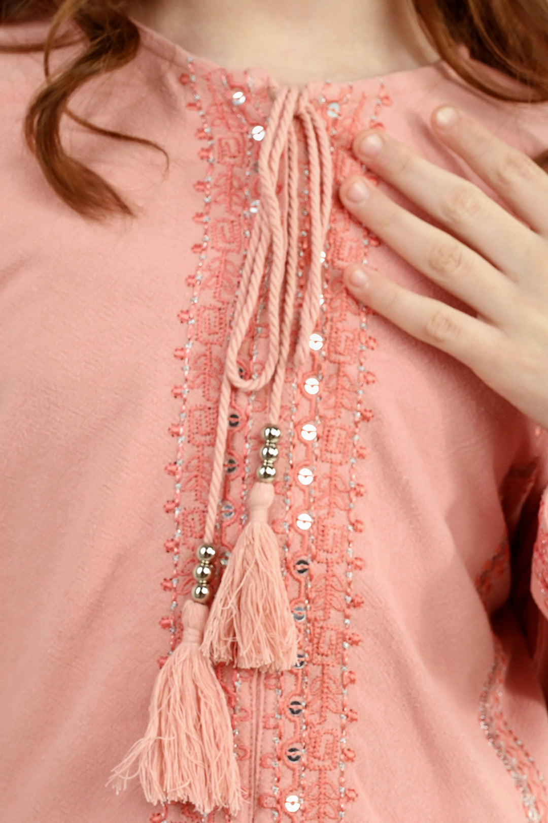 Girls Cotton EMB Top Blush-Peach