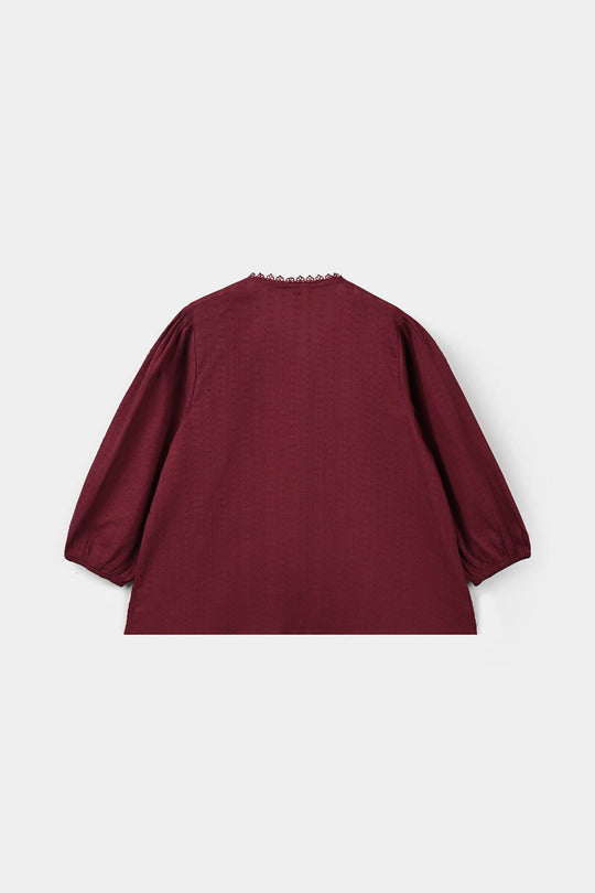 Girls Jacquard Casual Top Dove - Maroon