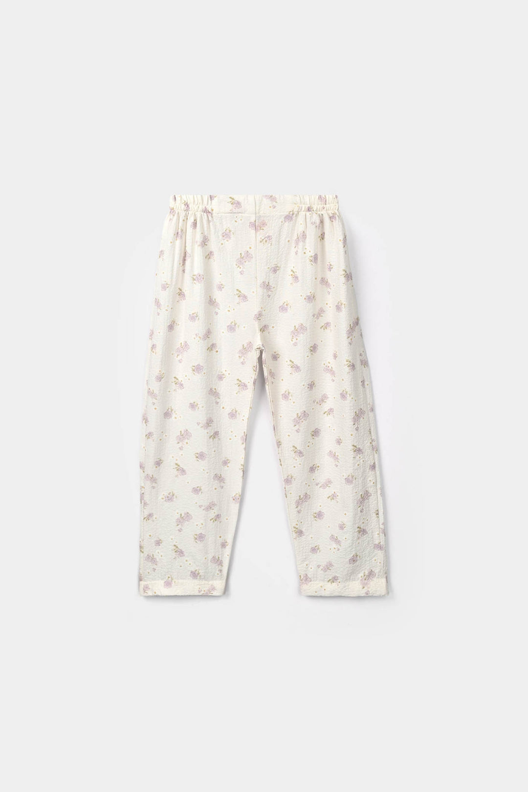 Girls Polyester Co-Ord Set Jasmine-White