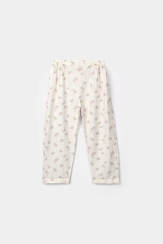 Girls Polyester Co-Ord Set Jasmine-White
