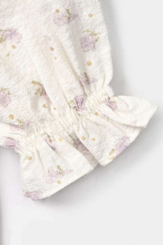 Girls Polyester Co-Ord Set Jasmine-White