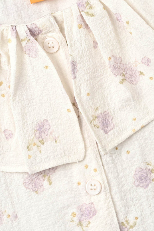 Girls Polyester Co-Ord Set Jasmine-White
