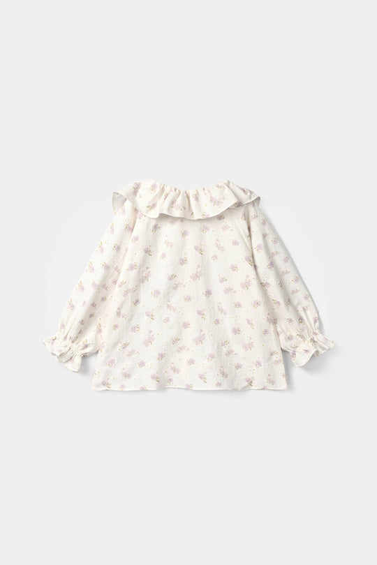 Girls Polyester Co-Ord Set Jasmine-White