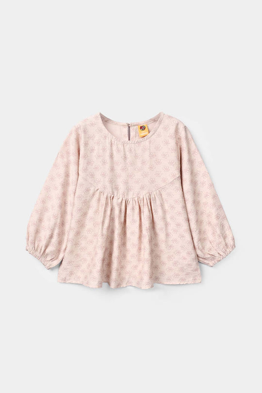 Girls Polyester Co-ord Set Cheese Cake - Dull Pink