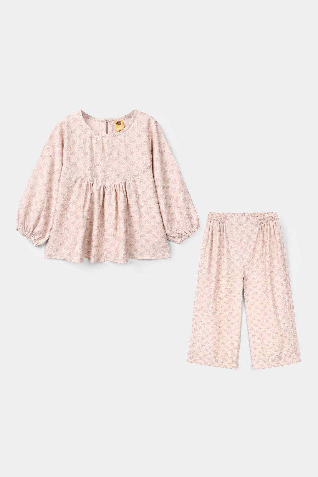 Girls Polyester Co-ord Set Cheese Cake - Dull Pink