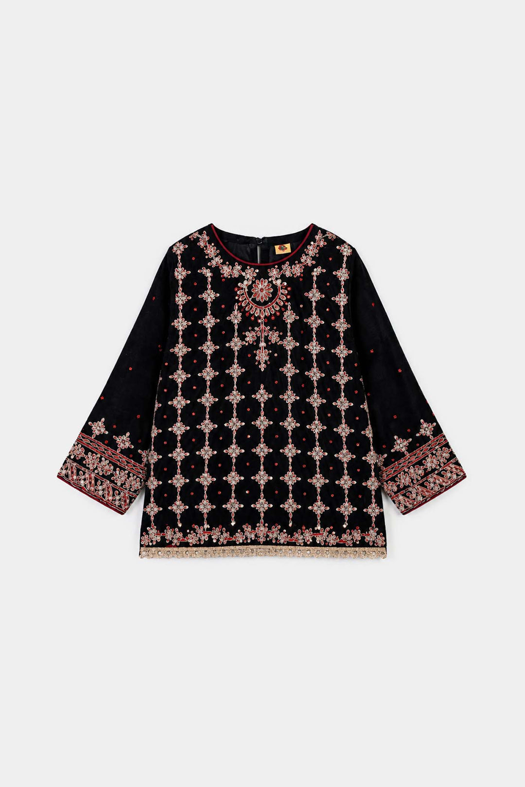 Girls Velvet 3Pcs Libaas-Navy Blue