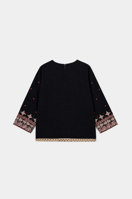 Girls Velvet 3Pcs Libaas-Navy Blue