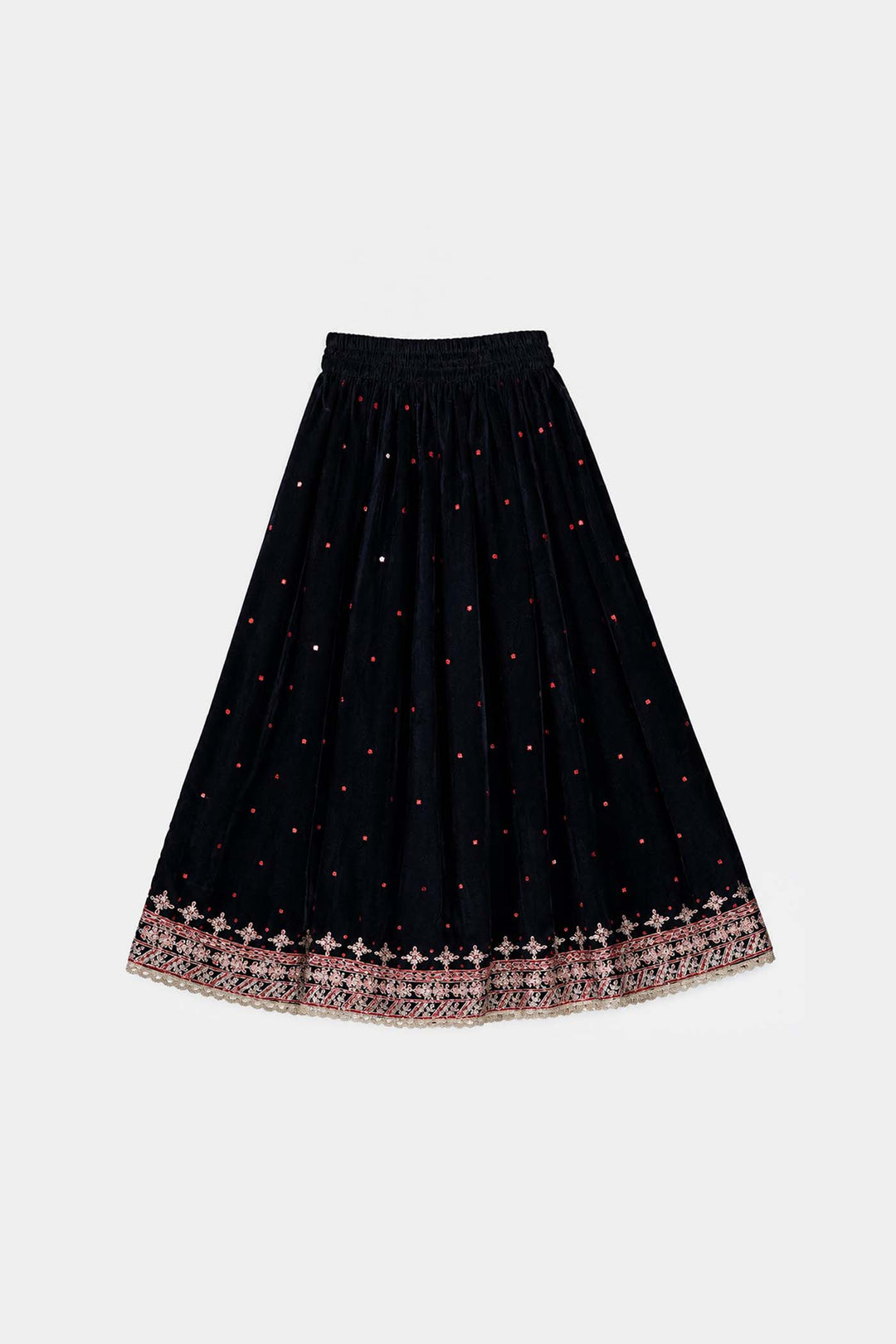 Girls Velvet 3Pcs Libaas-Navy Blue