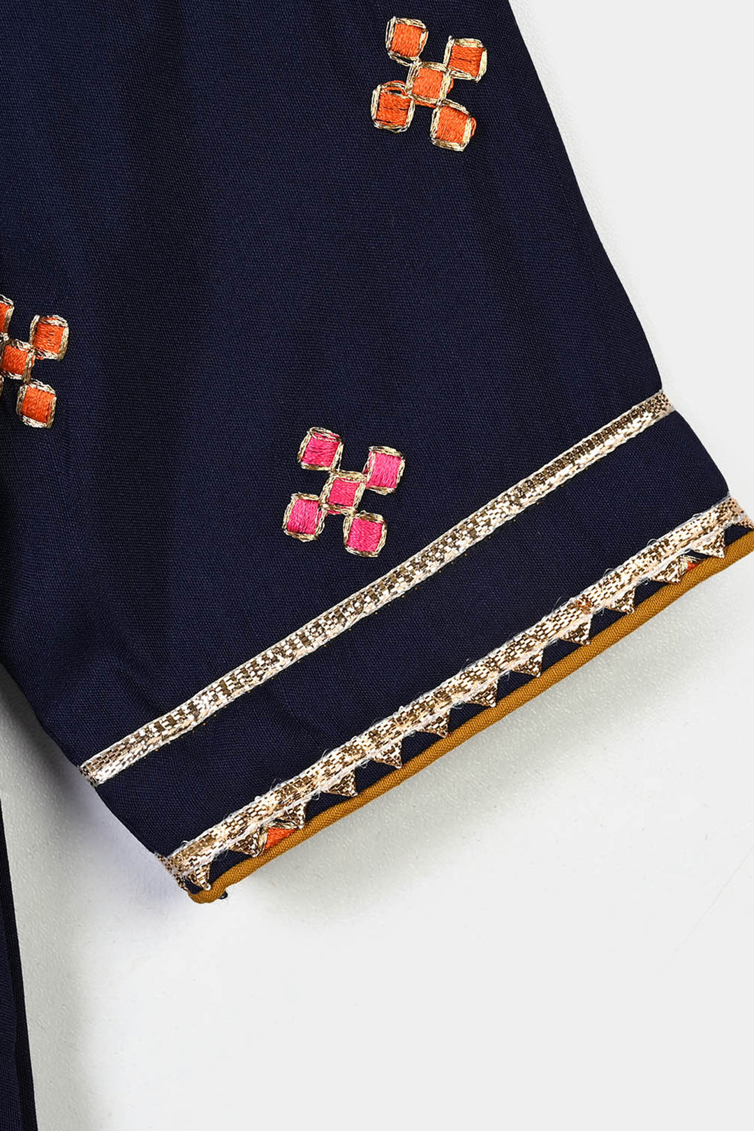 Girls Raw Silk 3Pcs Shah Noor-Navy Blue