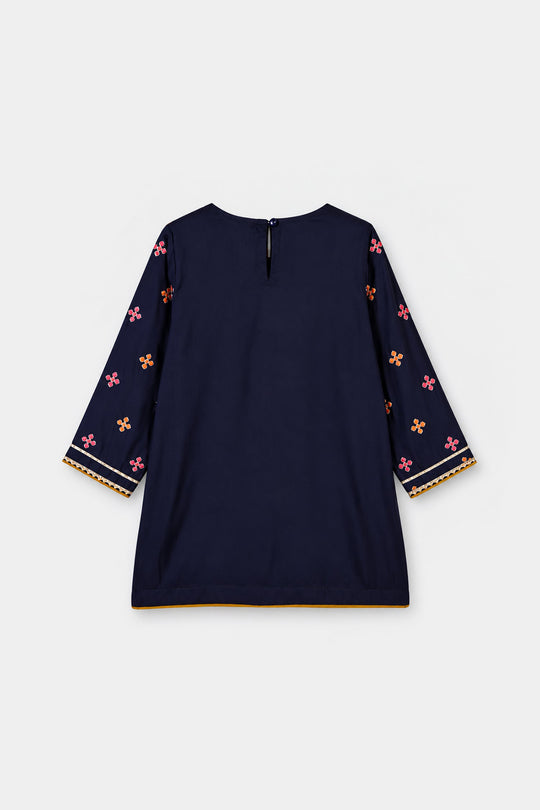 Girls Raw Silk 3Pcs Shah Noor-Navy Blue