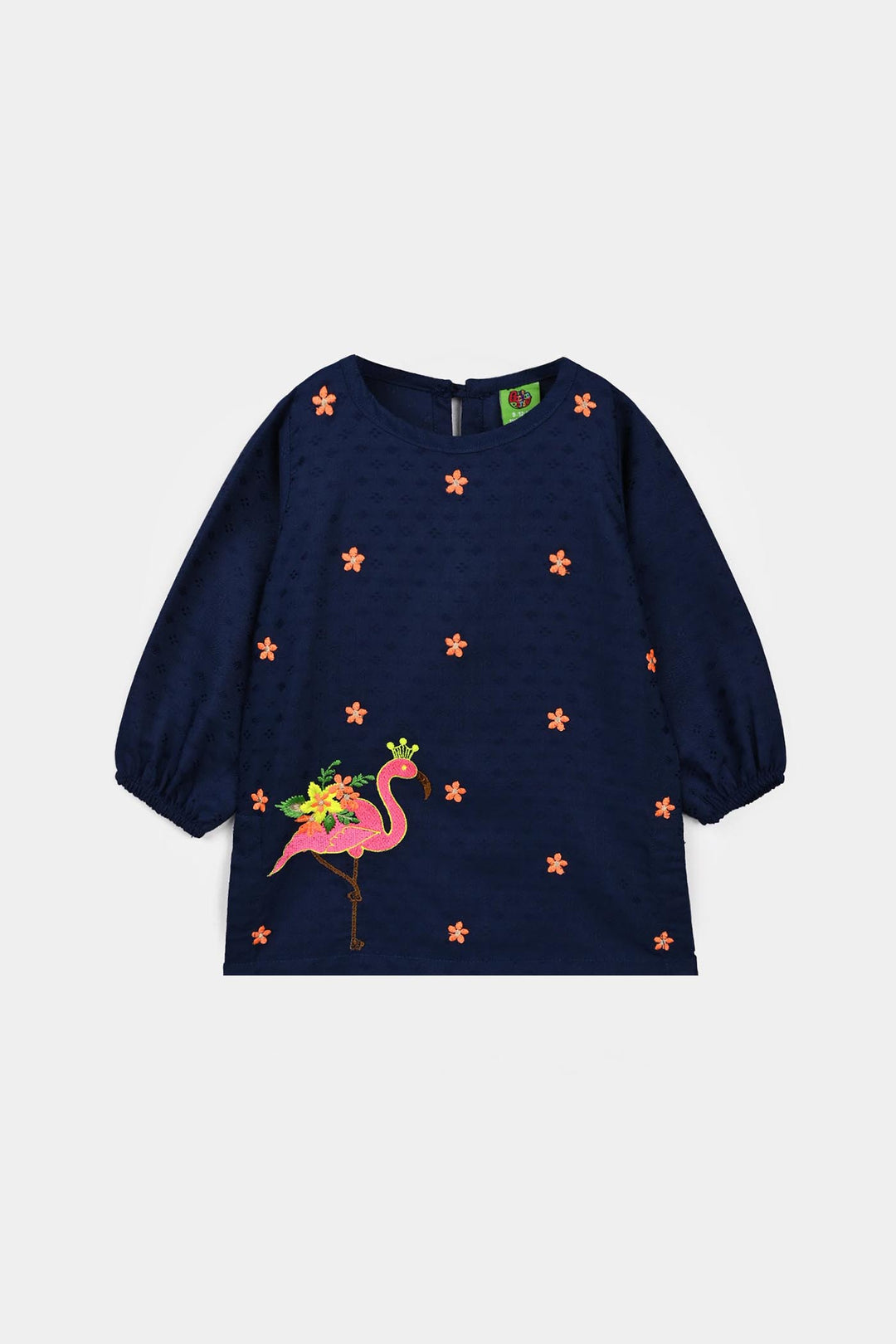 Infant Girls Jacquard Emb 2Pcs Adorable - Navy Blue