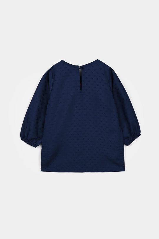 Infant Girls Jacquard Emb 2Pcs Adorable - Navy Blue