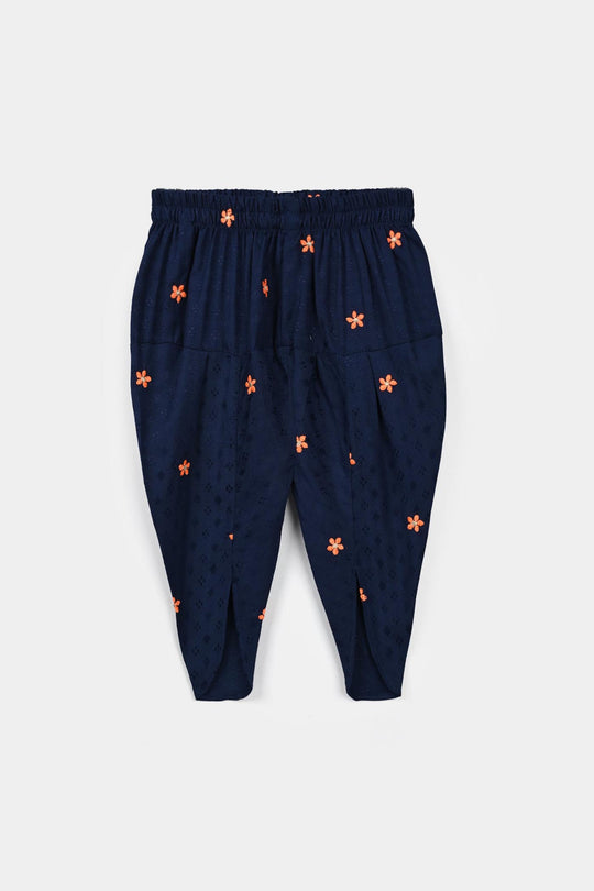 Infant Girls Jacquard Emb 2Pcs Adorable - Navy Blue