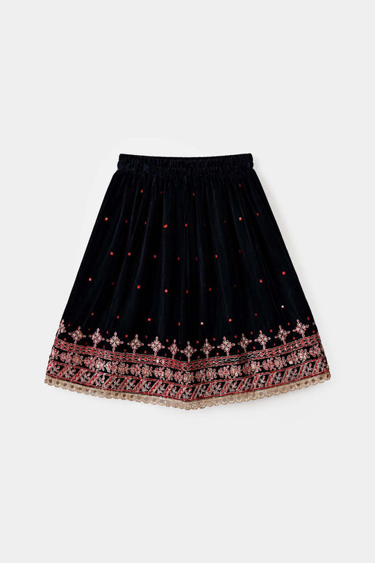 Infant Girls Velvet 3Pcs Libaas-Navy Blue