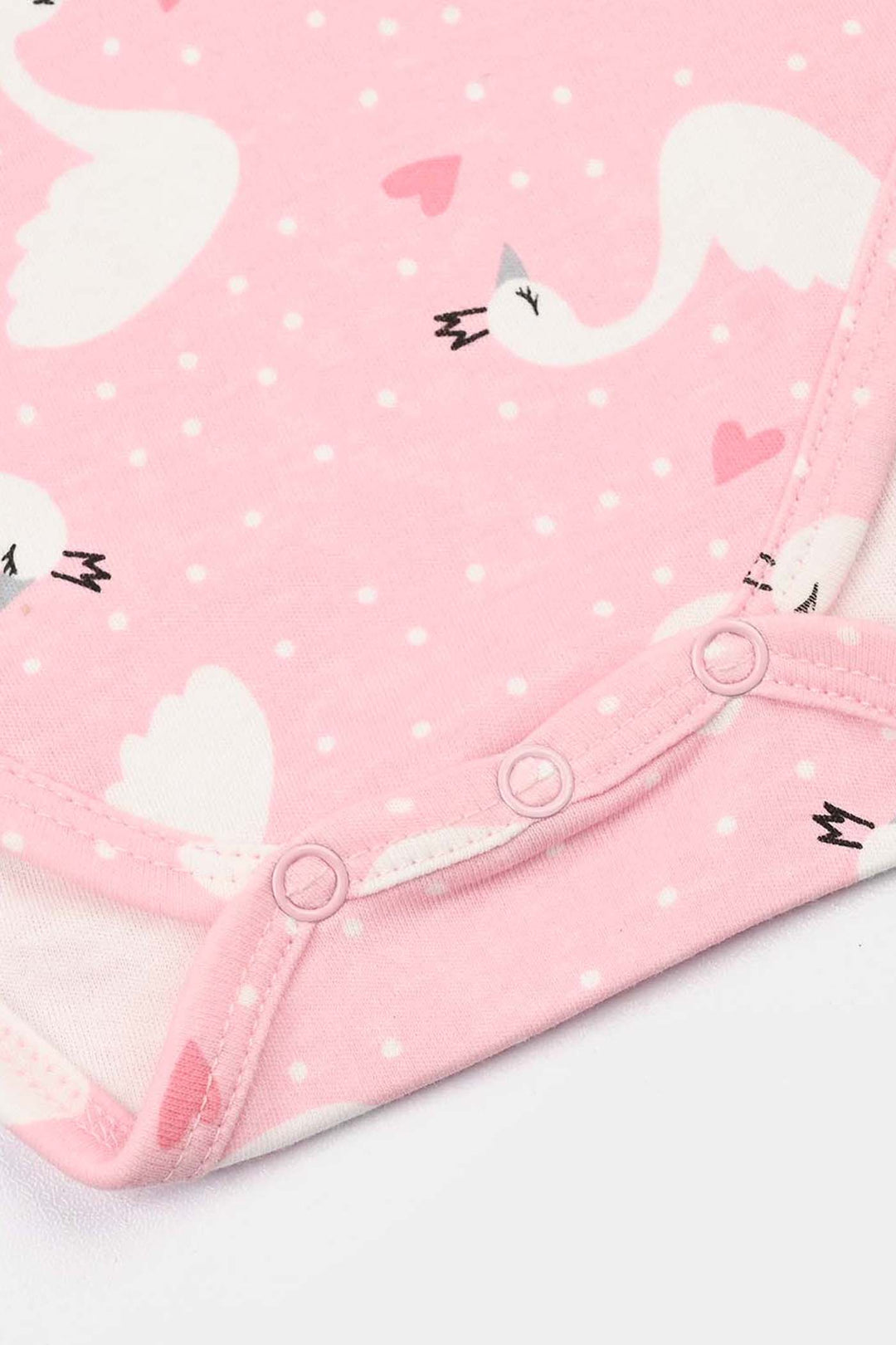 Infant Unisex Lycra Jersey Basic Romper Swan-Pink