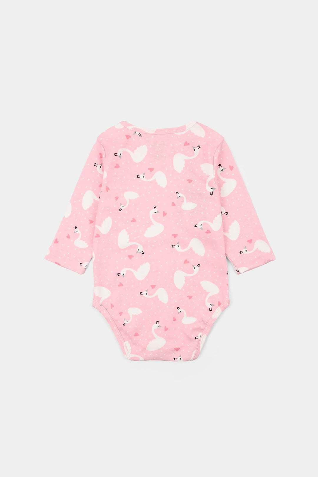 Infant Unisex Lycra Jersey Basic Romper Swan-Pink
