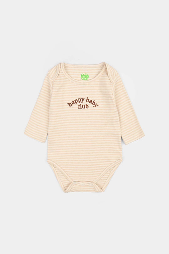 Infant Unisex Yarn Dyed Basic Romper Baby Club-Off.White