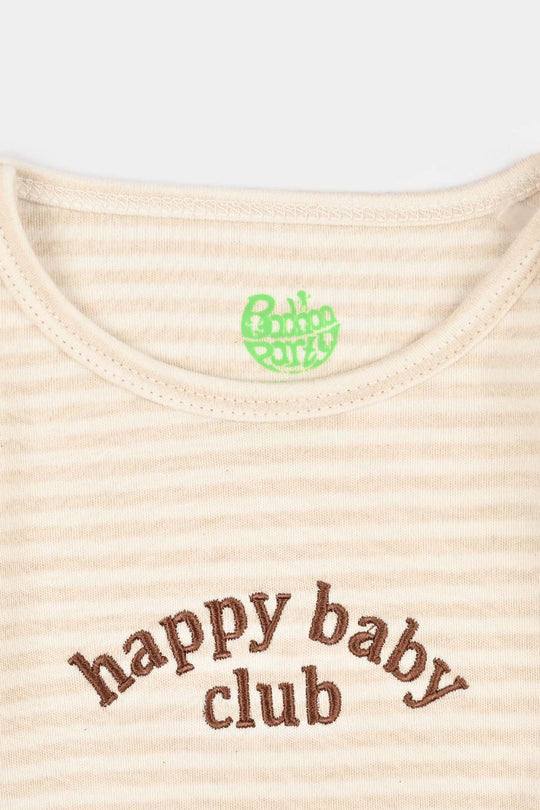 Infant Unisex Yarn Dyed Basic Romper Baby Club-Off.White