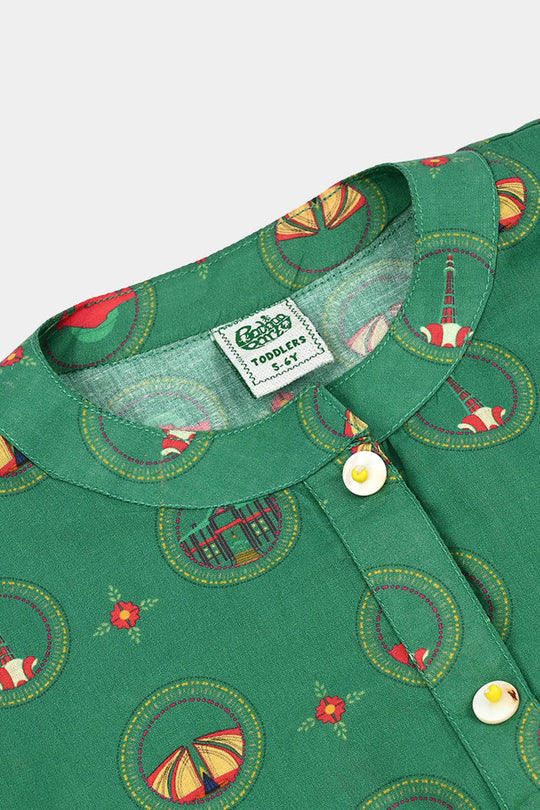 Girls Cotton Rang-e-Azadi 2-Piece Suit – Green