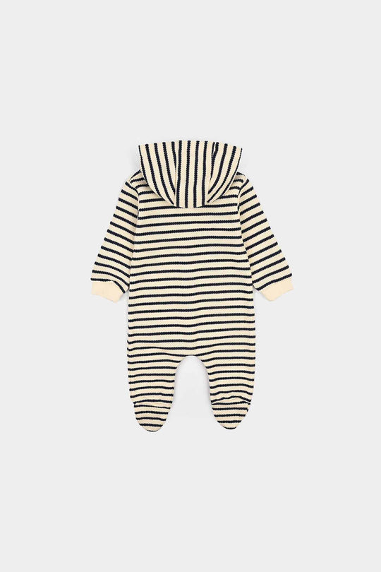 Infant Boys Yarn Dyed Rib Knitted Romper- Stripes