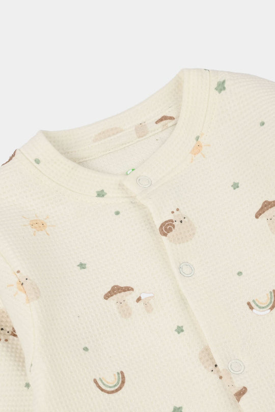 Infant Boys Yarn dyed rib Knitted Romper Little Sunshine-OFF-White