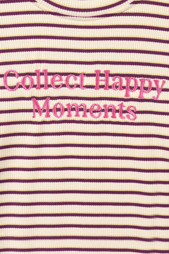 Girls Rib T-Shirt collect happy moment - Brown Stripes