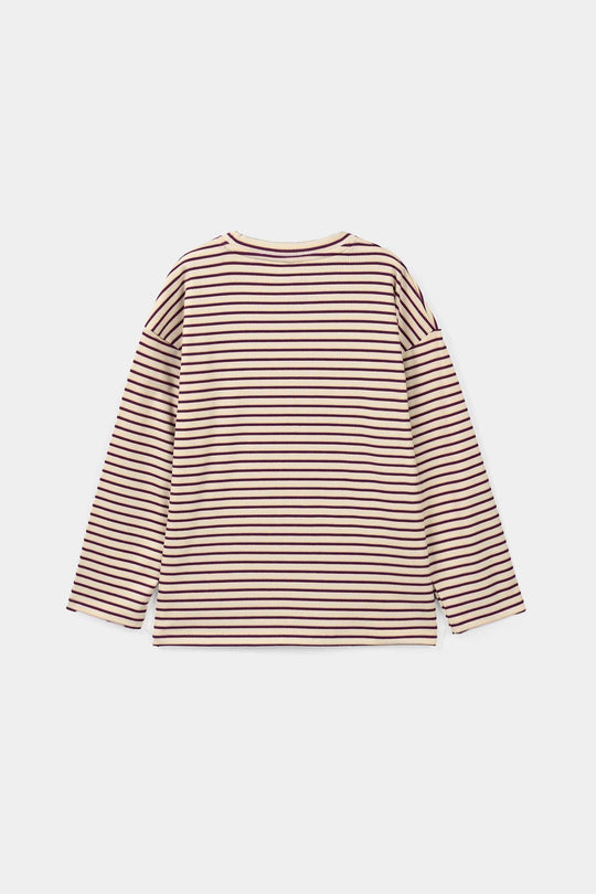 Girls Rib T-Shirt collect happy moment - Brown Stripes