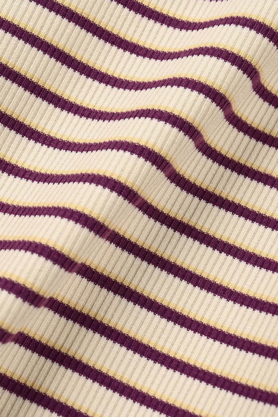 Girls Rib T-Shirt collect happy moment - Brown Stripes