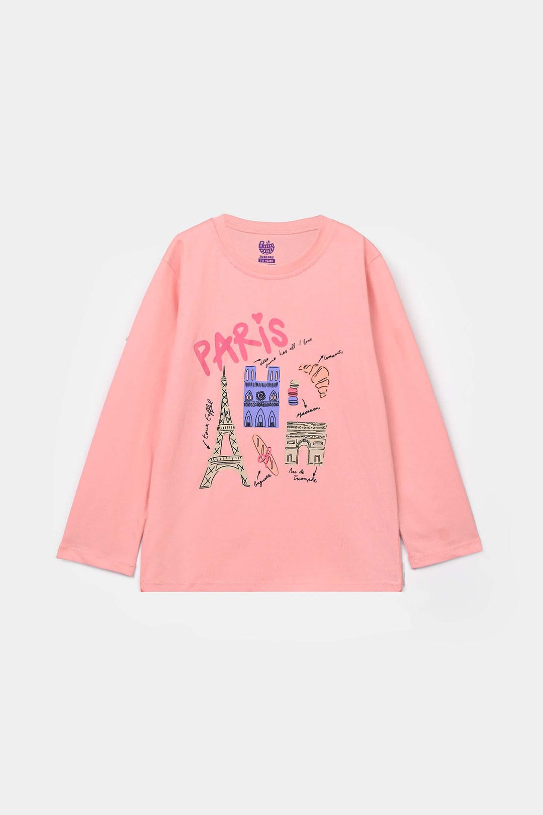 Girls Cotton Jersey T-Shirt Paris - Pink