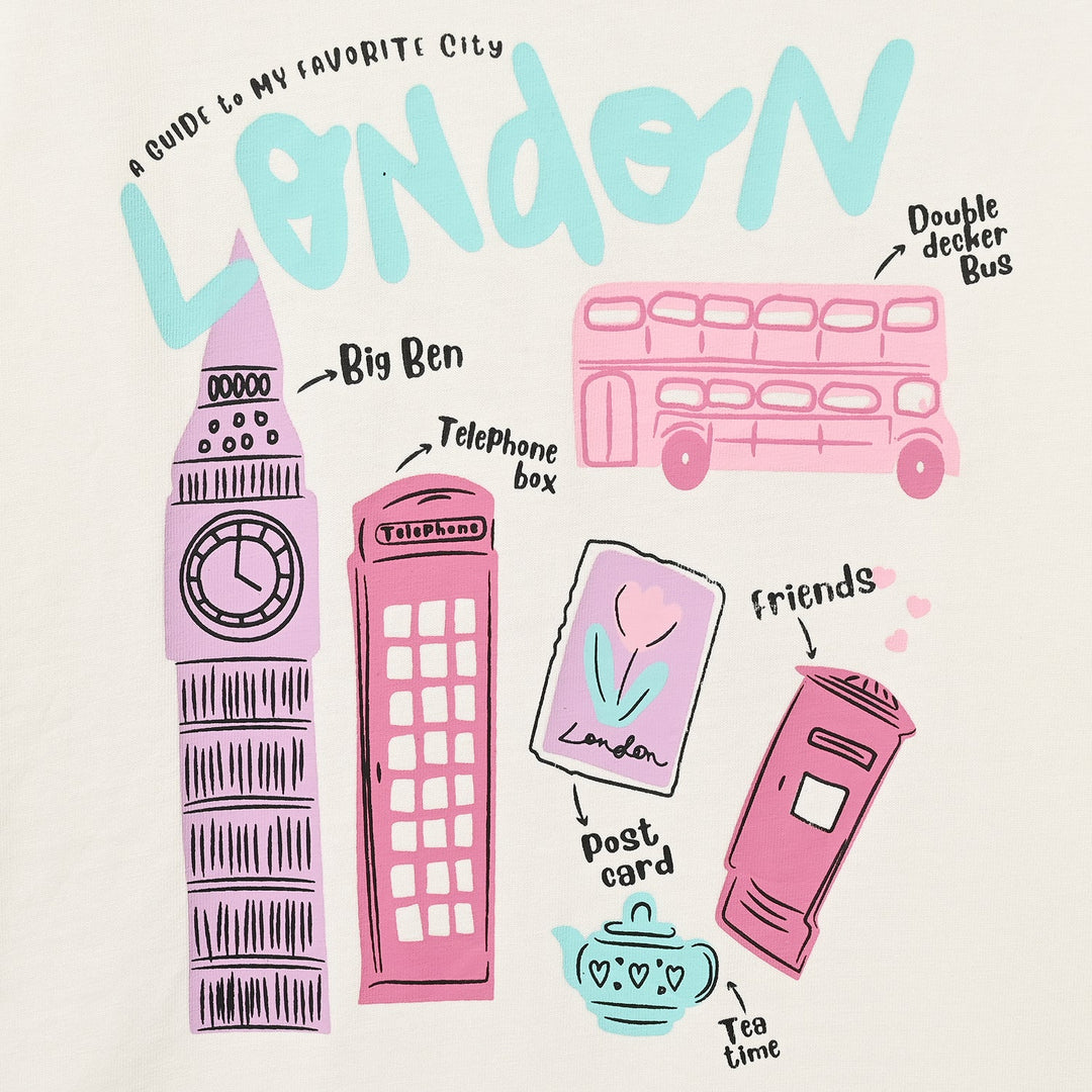 Girls Cotton Jersey T-Shirt F/S London-Off.White