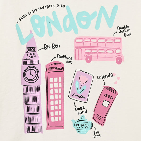 Girls Cotton Jersey T-Shirt F/S London-Off.White