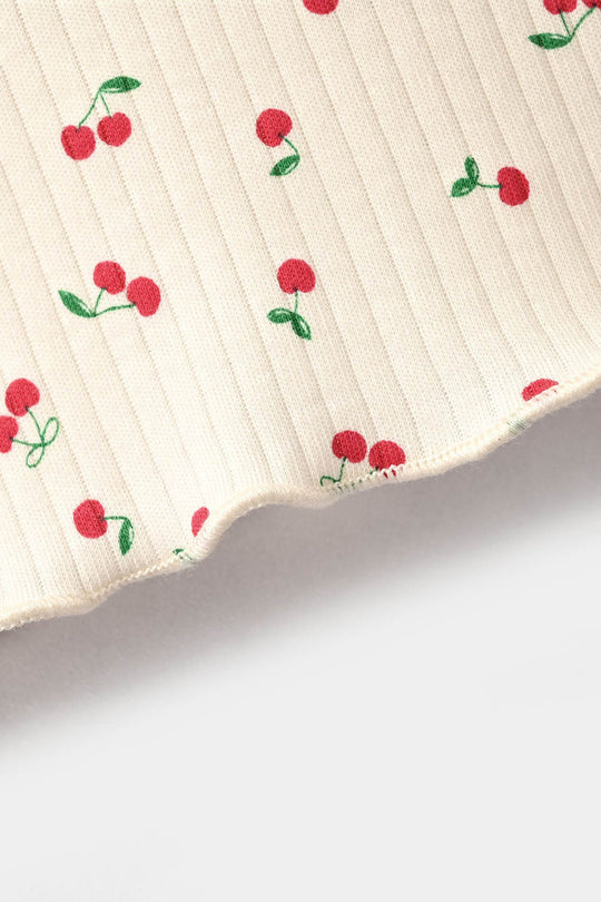 Infant Girls Rib T-Shirt Cherry-OFF-White
