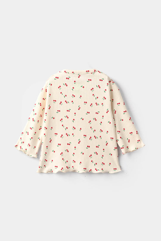 Infant Girls Rib T-Shirt Cherry-OFF-White