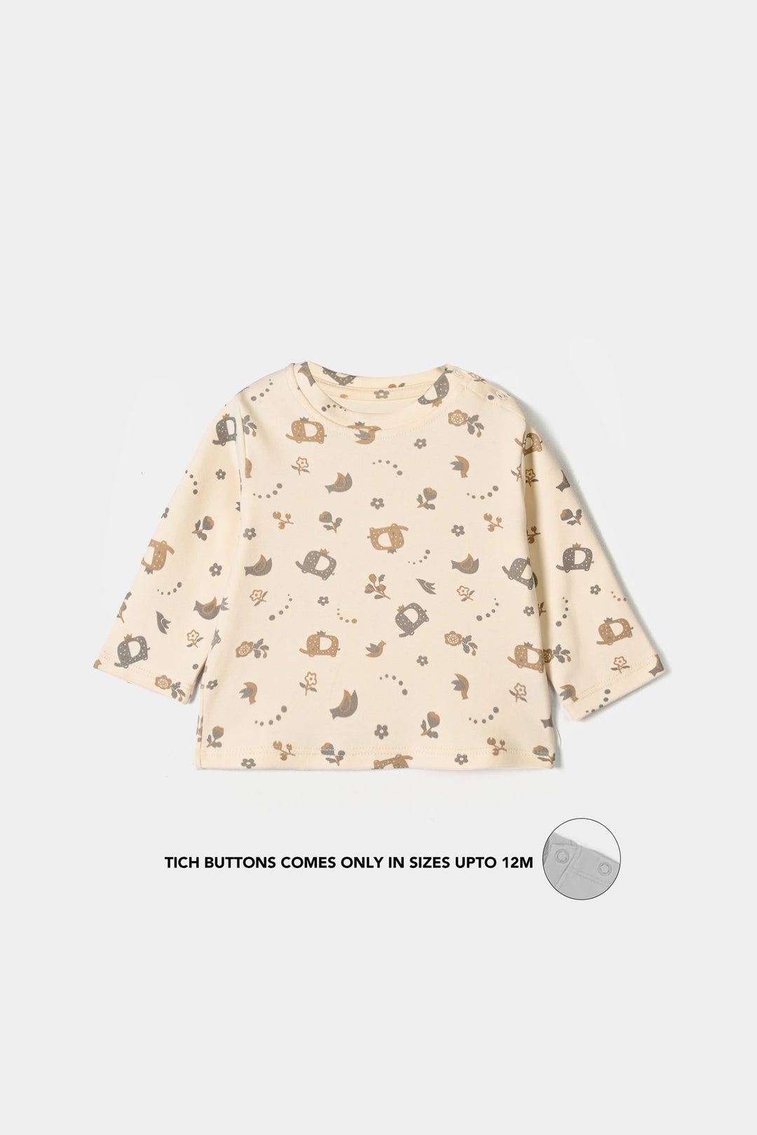 Infant Girls Interlock T-Shirt FLORAL - Cream