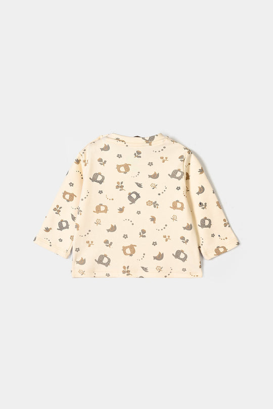 Infant Girls Interlock T-Shirt FLORAL - Cream