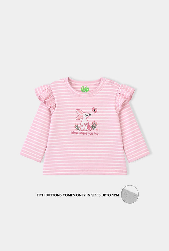 Infant Girls yarn Dyed T-Shirt Blooming-Pink