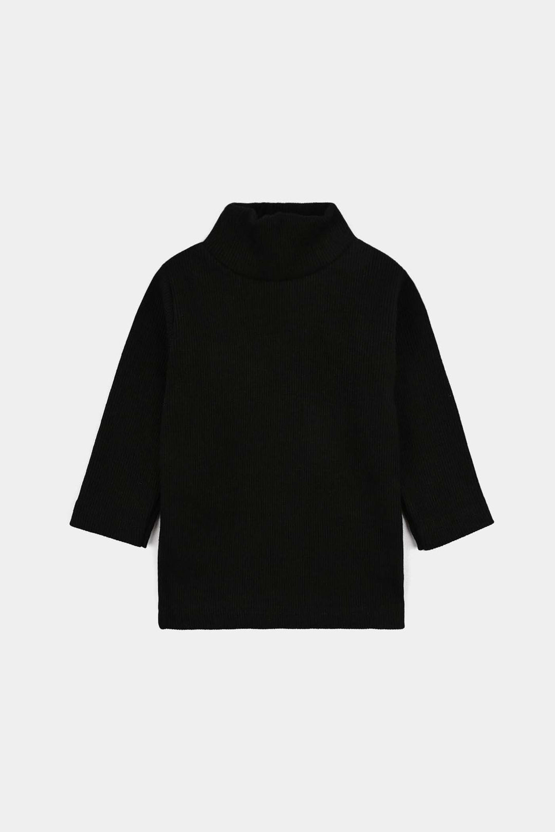Infant Boys 2x1 Rib Turtle Neck Black