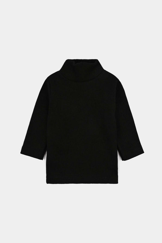 Infant Boys 2x1 Rib Turtle Neck Black