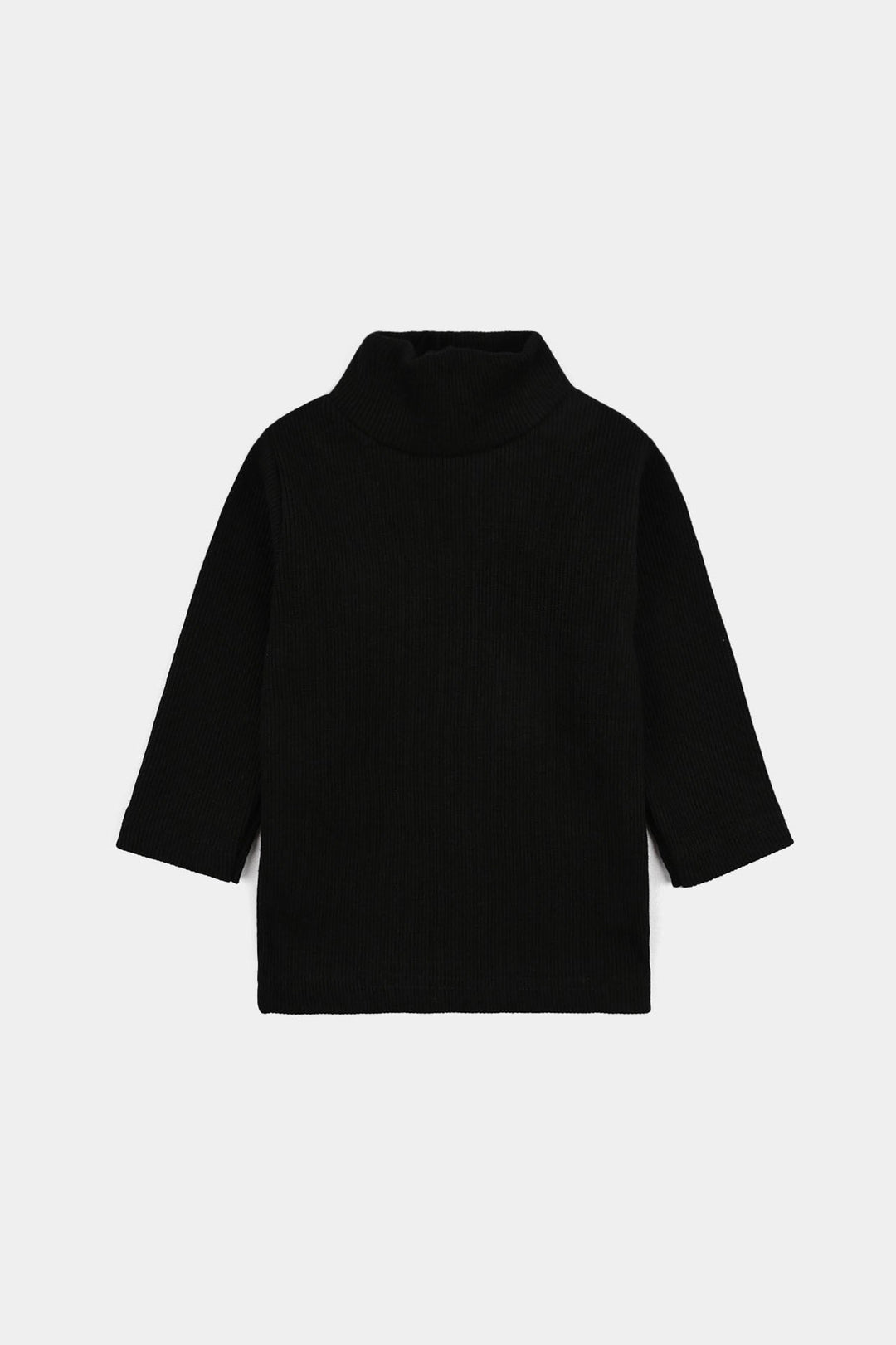 Infant Boys 2x1 Rib Turtle Neck Black