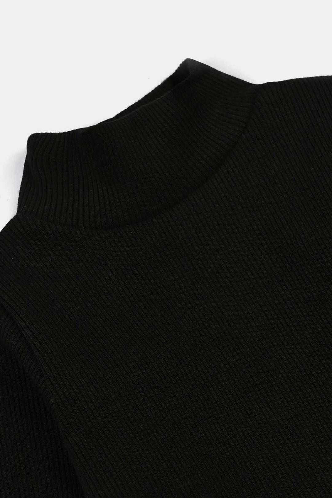 Infant Boys 2x1 Rib Turtle Neck Black