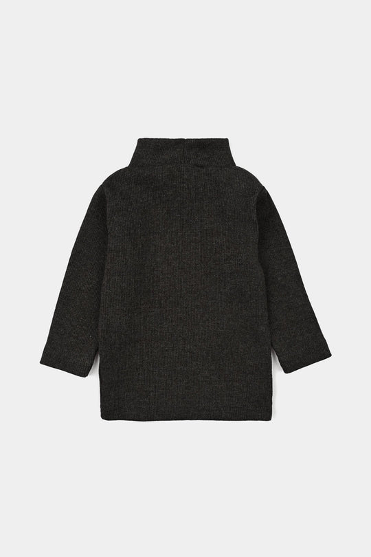 Infant Boys 2x1 Rib Turtle Neck Charcoal