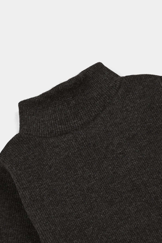 Infant Boys 2x1 Rib Turtle Neck Charcoal