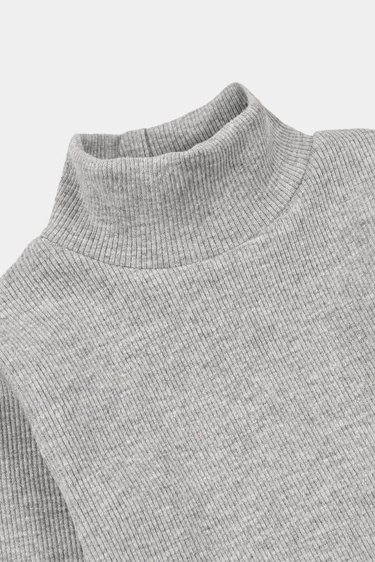 Infant Boys 2x1 Rib Turtle Neck H-Grey
