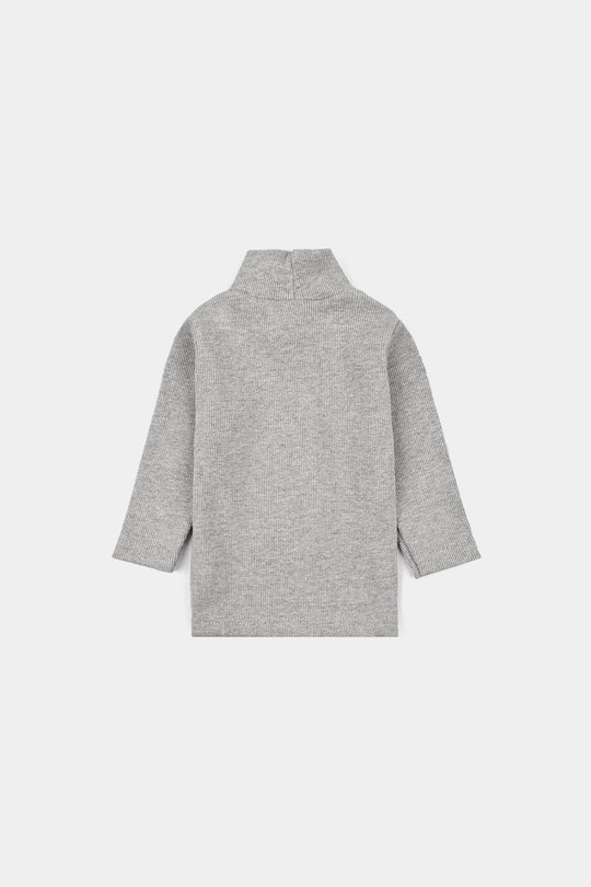 Infant Boys 2x1 Rib Turtle Neck H-Grey