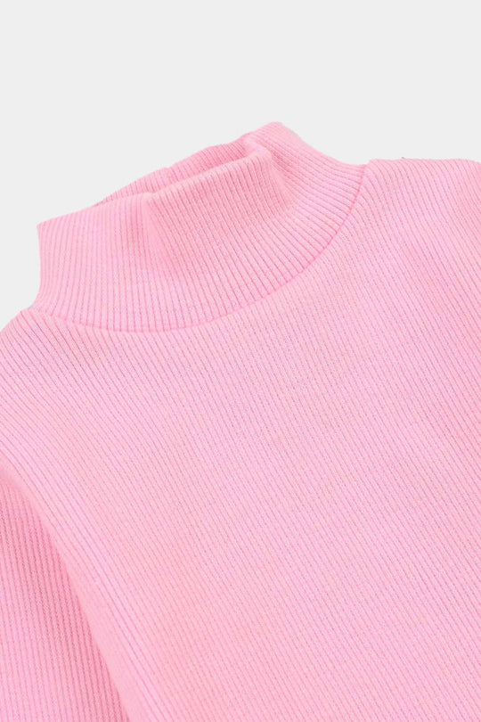 Infant Girls 2x1 Rib Turtle Neck - Pink