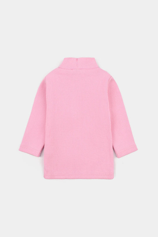 Infant Girls 2x1 Rib Turtle Neck - Pink