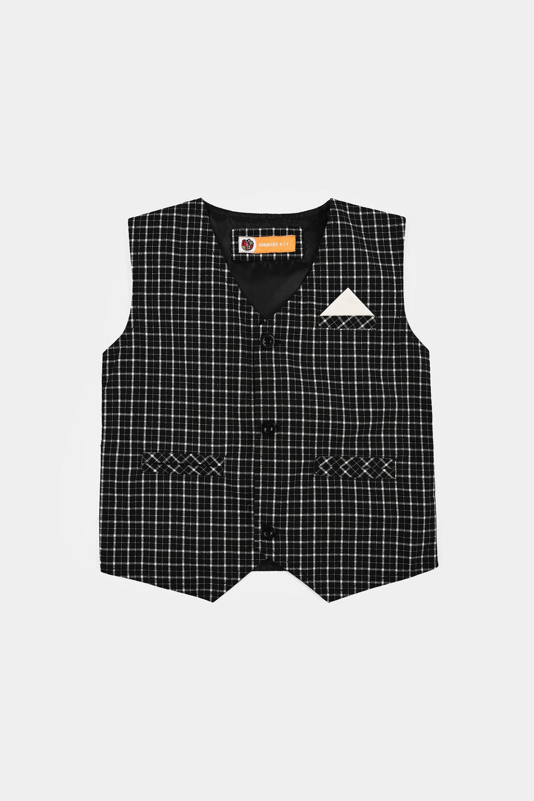 Boys Yarn Dyed 3PC Suit-Checkered - BLACK